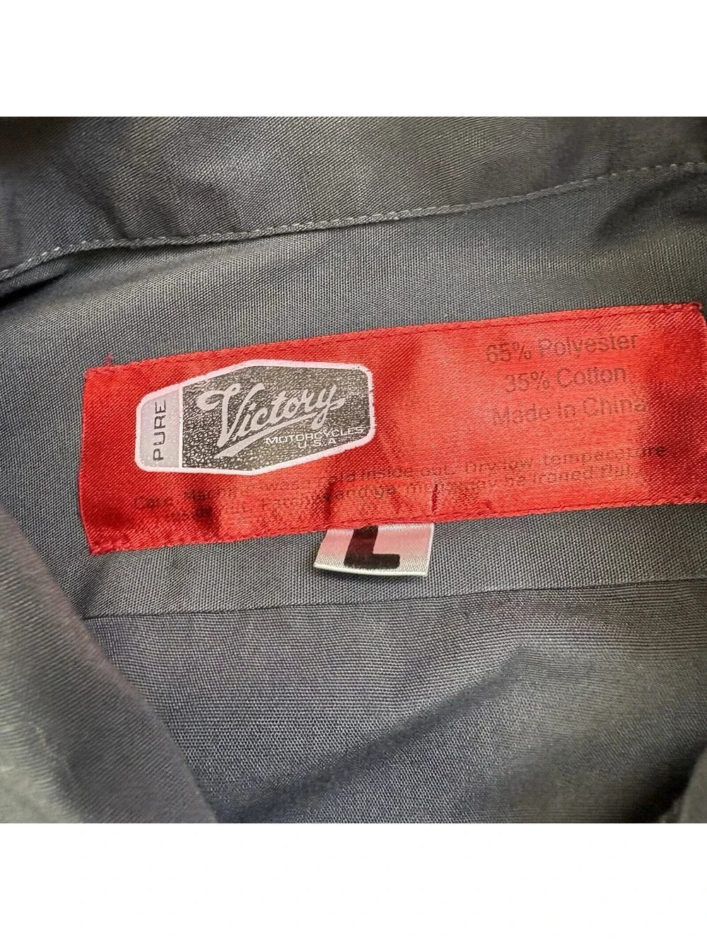 Victory Motorcycles Polaris Mechanic Button Up Shirt Size Larg Gray